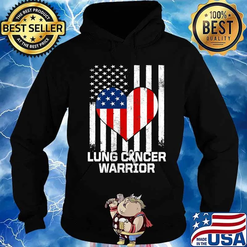 Official Lung Cancer Warrior Heart American Flag Shirt Hoodie