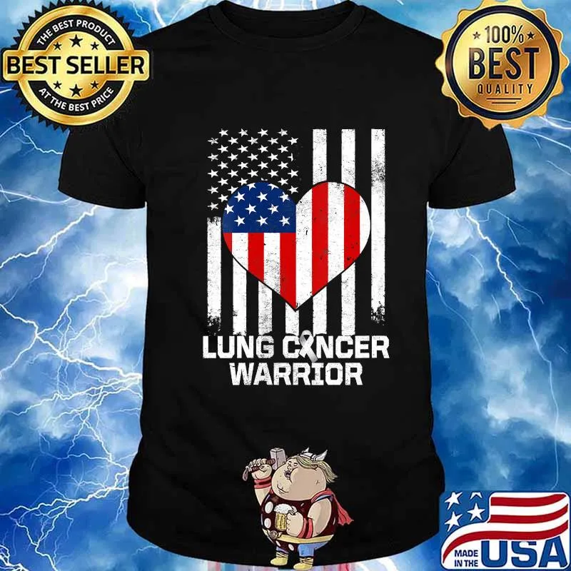 Official Lung Cancer Warrior Heart American Flag Shirt