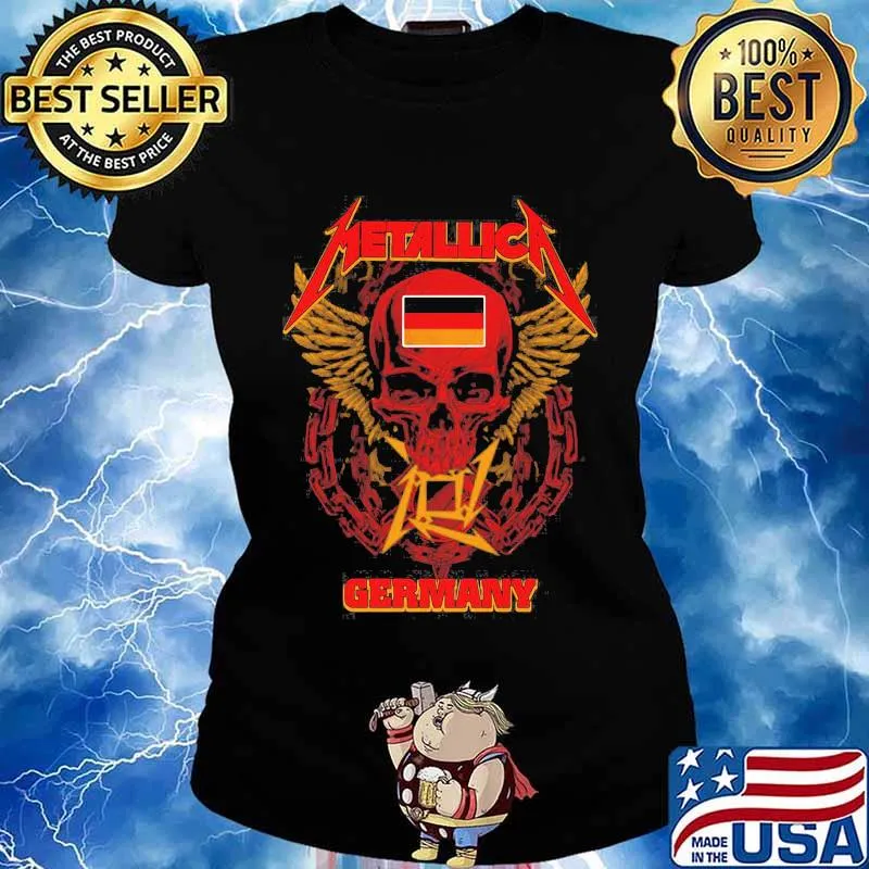 Official Metallic Germany Skull Flag Shirt Ladies tee