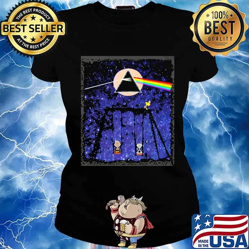 Official Pink Floyd Night Moon Lgbt Snoopy Shirt Ladies tee