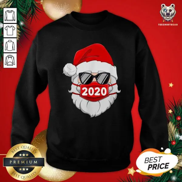 Official Santa With Face Mask Christmas Shirt - Image 4