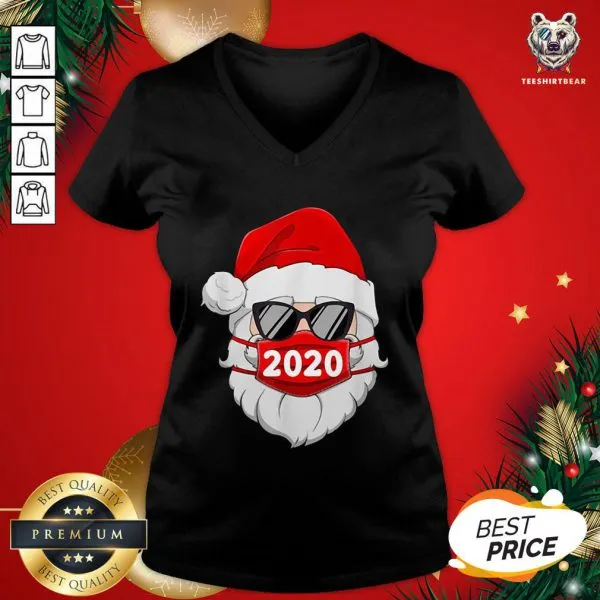 Official Santa With Face Mask Christmas Shirt - Image 2
