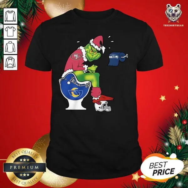 Official The Grinch San Francisco 49ers Shit On Toilet Los Angeles Rams And Other Teams Christmas Shirt