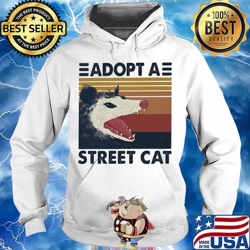 Opossum Adopta Street Cat Vintage Retro Shirt Hoodie