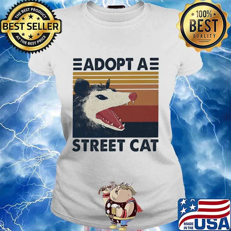 Opossum Adopta Street Cat Vintage Retro Shirt Ladies tee