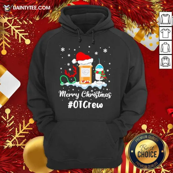 Original Nurse Santa Vaccine Merry Christmas OT Crew Shirt - Image 3