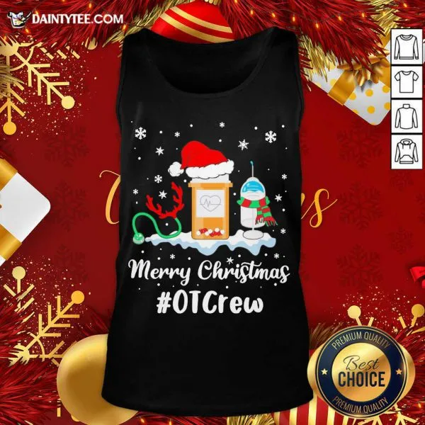 Original Nurse Santa Vaccine Merry Christmas OT Crew Shirt - Image 5
