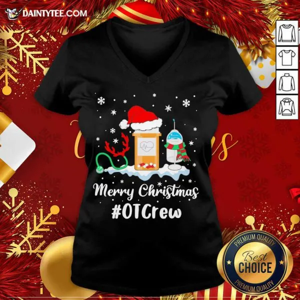 Original Nurse Santa Vaccine Merry Christmas OT Crew Shirt - Image 4