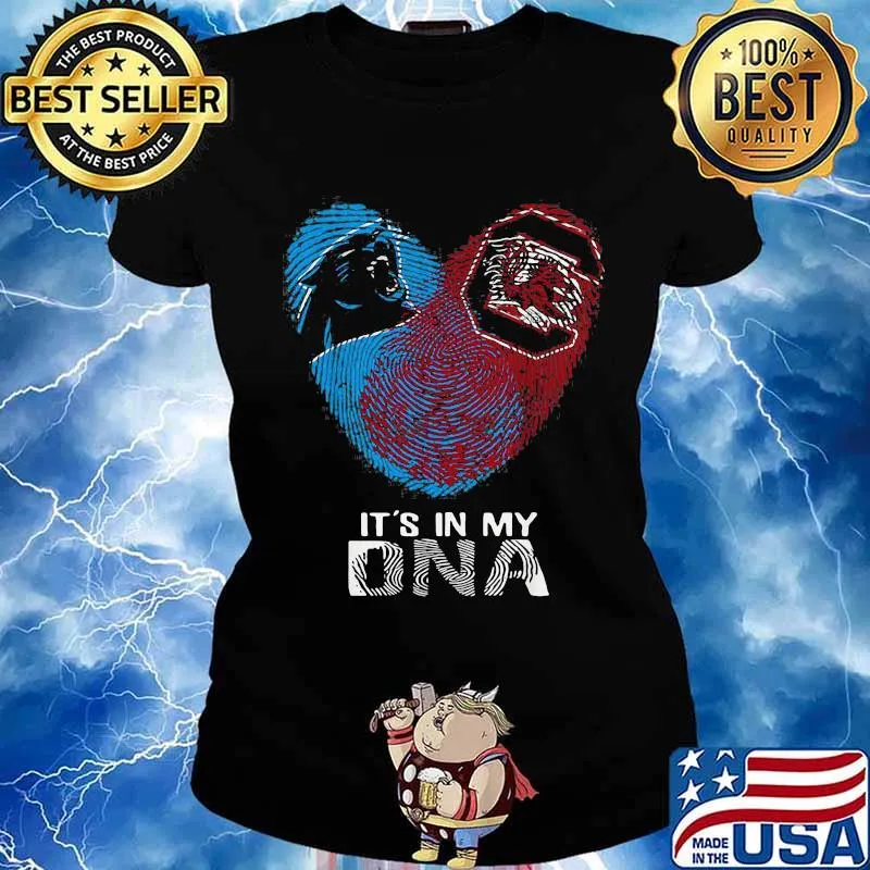 Panthers Gamecocks It’s In My Dna Heart Fingerprints Shirt Ladies tee