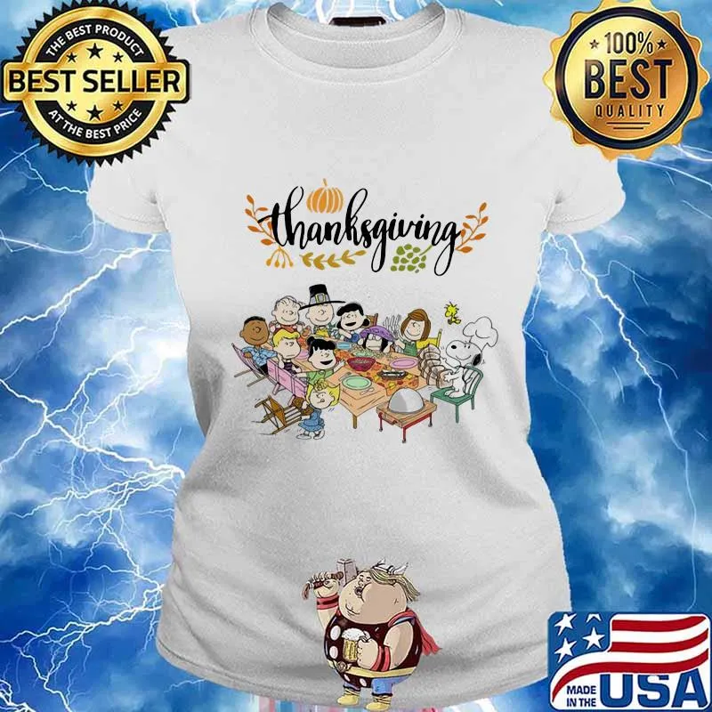 Peanut Characters Charlie Brown Happy Thanksgiving Shirt Ladies tee
