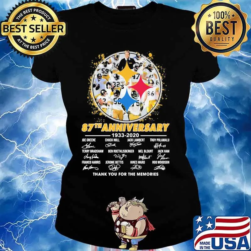 Pittsburgh steelers football 87th anniversary 1933 2020 thank you for the memories signatures s Ladies tee