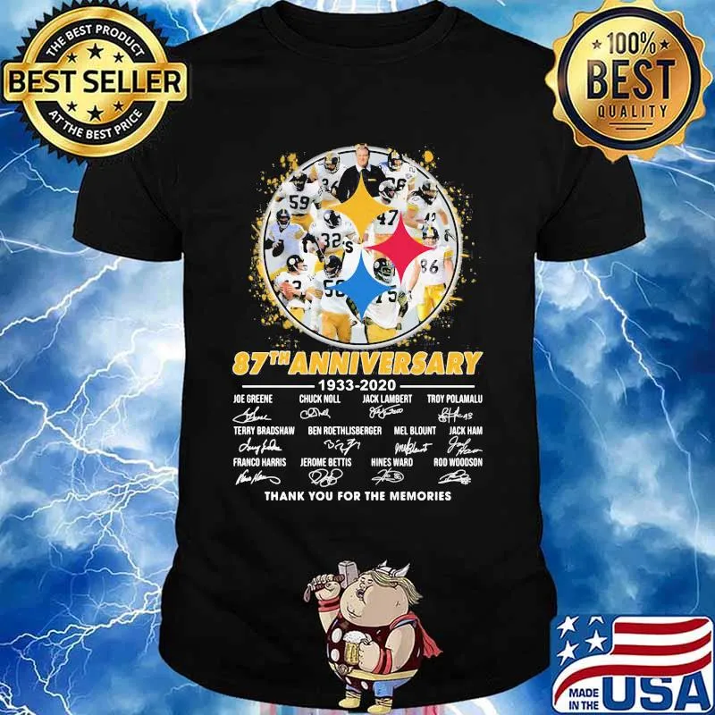 Pittsburgh steelers football 87th anniversary 1933 2020 thank you for the memories signatures shirt