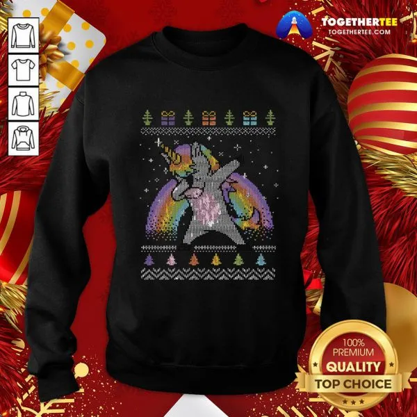 Pretty Unicorn Dabbing Ugly Merry Christmas Shirt - Image 4