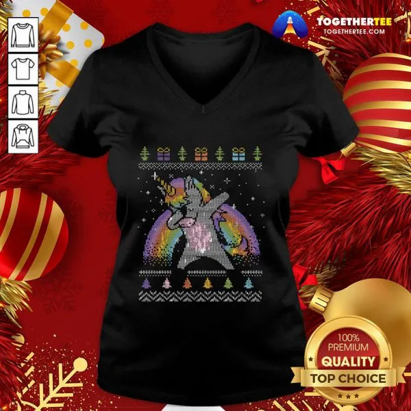 Pretty Unicorn Dabbing Ugly Merry Christmas Shirt - Image 2