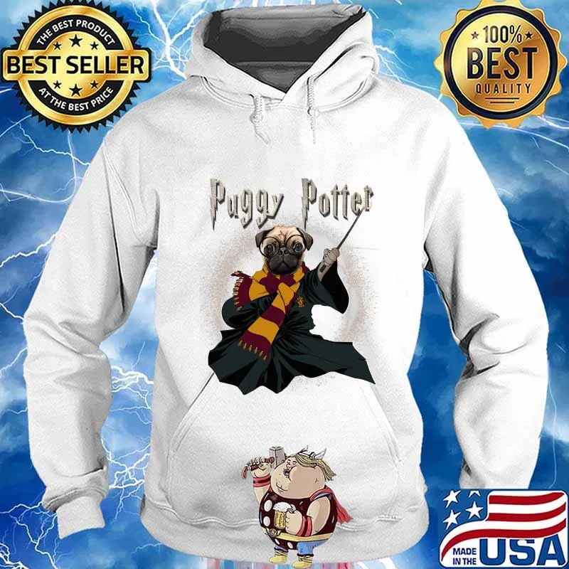 Puggy Potter Magic Wizard Pug Funny Puggy Pug Shirt Hoodie
