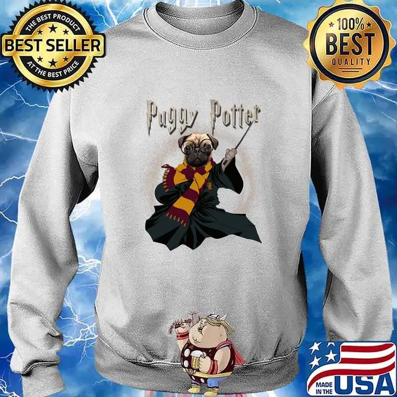 Puggy Potter Magic Wizard Pug Funny Puggy Pug Shirt Sweater