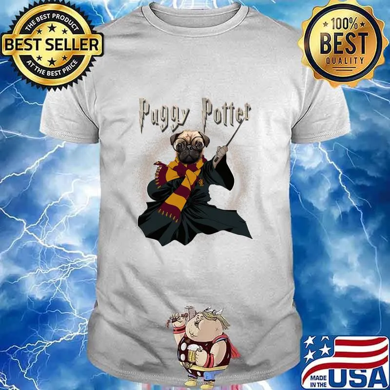 Puggy Potter Magic Wizard Pug Funny Puggy Pug Shirt