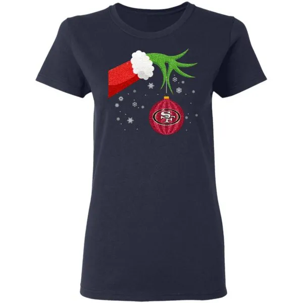 The Grinch Christmas Ornament San Francisco 49ers T-Shirt - Image 6