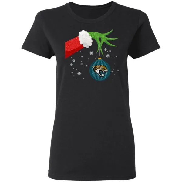 The Grinch Christmas Ornament Jacksonville Jaguars T-Shirt - Image 5