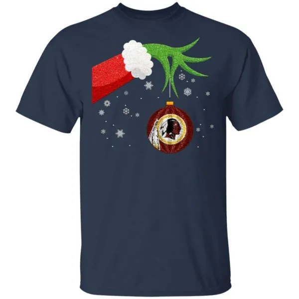 The Grinch Christmas Ornament Washington Redskins T-Shirt - Image 4