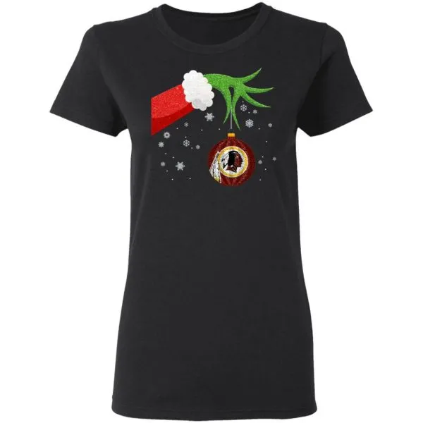 The Grinch Christmas Ornament Washington Redskins T-Shirt - Image 5