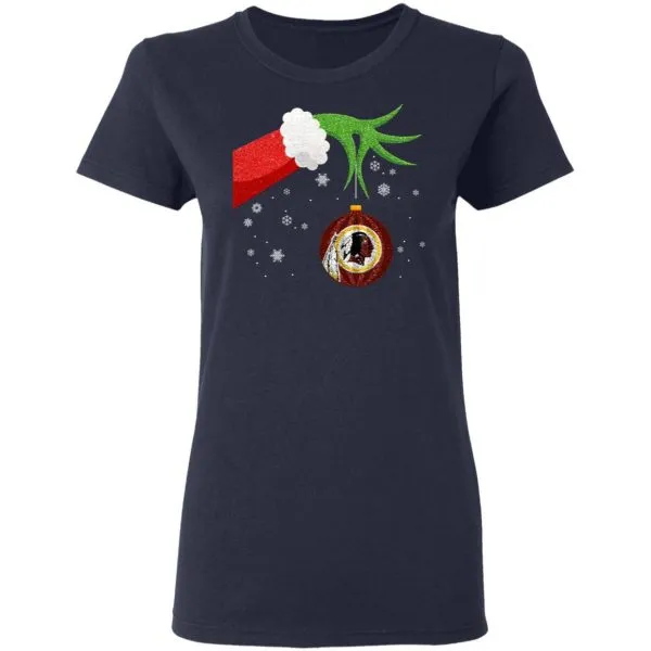 The Grinch Christmas Ornament Washington Redskins T-Shirt - Image 6