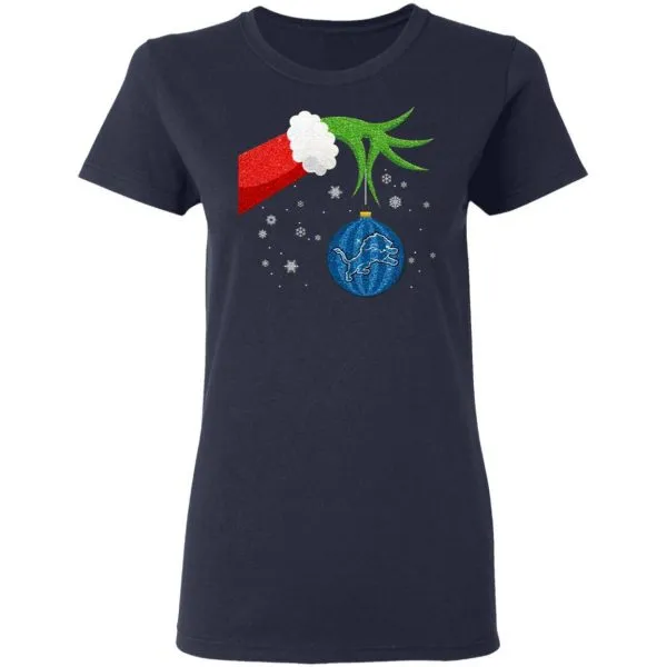 The Grinch Christmas Ornament Detroit Lions T-Shirt - Image 6