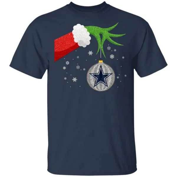 The Grinch Christmas Ornament Dallas Cowboys T-Shirt - Image 4