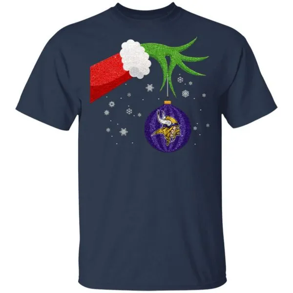 The Grinch Christmas Ornament Minnesota Vikings T-Shirt - Image 4