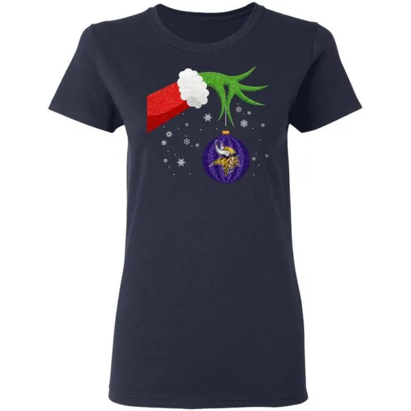 The Grinch Christmas Ornament Minnesota Vikings T-Shirt - Image 6