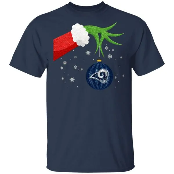 The Grinch Christmas Ornament Los Angeles Rams T-Shirt - Image 4