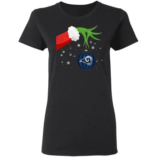 The Grinch Christmas Ornament Los Angeles Rams T-Shirt - Image 5
