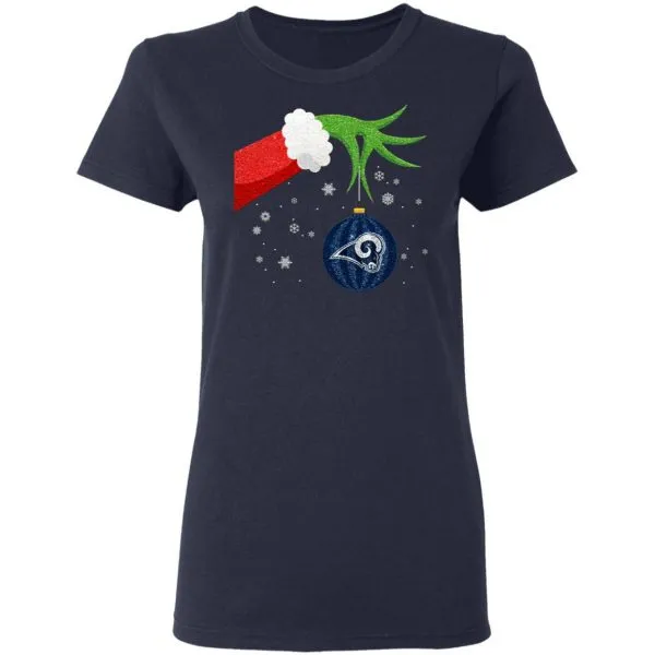 The Grinch Christmas Ornament Los Angeles Rams T-Shirt - Image 6