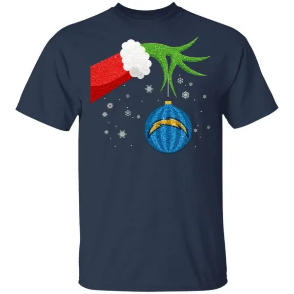The Grinch Christmas Ornament Los Angeles Chargers T-Shirt - Image 4