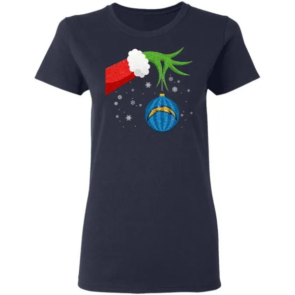 The Grinch Christmas Ornament Los Angeles Chargers T-Shirt - Image 6