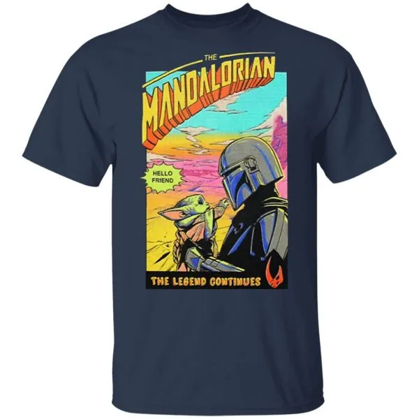 The Mandalorian Baby Yoda Hello Friend The Legend Continue T-Shirt - Image 4