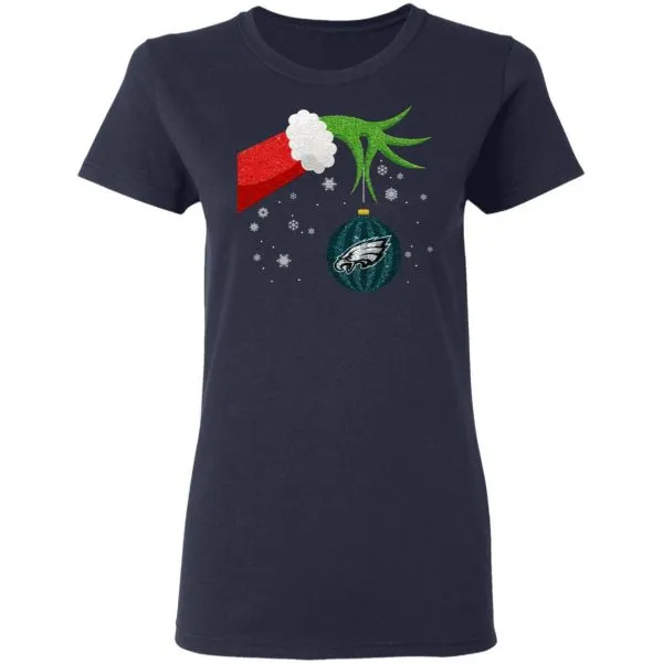 The Grinch Christmas Ornament Philadelphia Eagles T-Shirt - Image 6