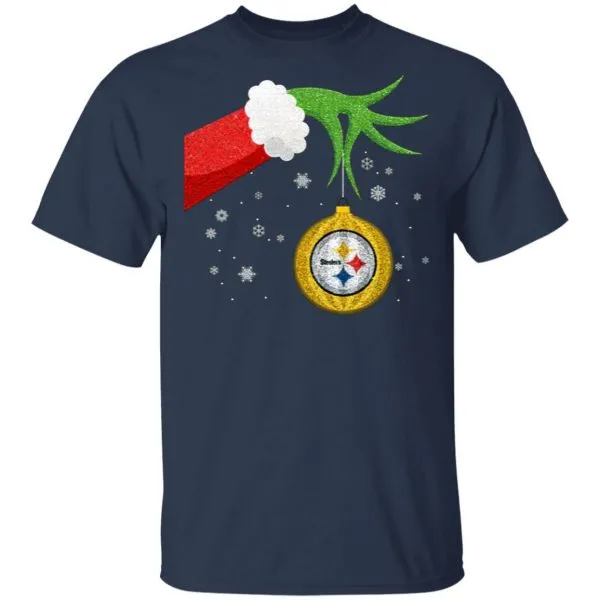 The Grinch Christmas Ornament Pittsburgh Steelers T-Shirt - Image 4