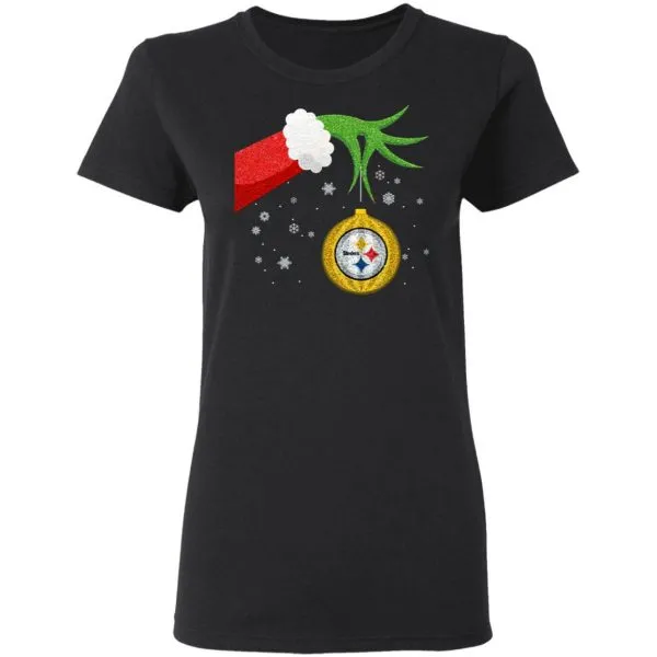 The Grinch Christmas Ornament Pittsburgh Steelers T-Shirt - Image 5