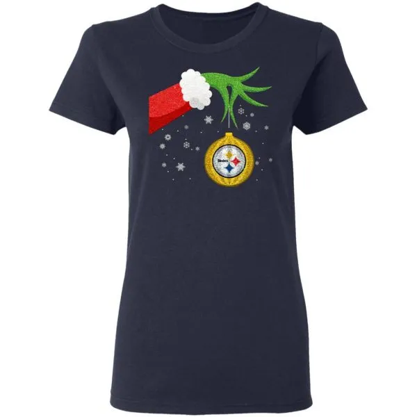 The Grinch Christmas Ornament Pittsburgh Steelers T-Shirt - Image 6