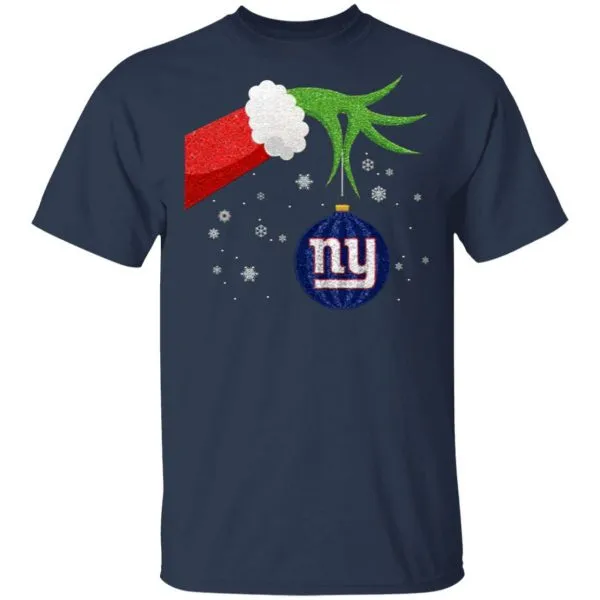 The Grinch Christmas Ornament New York Giants T-Shirt - Image 4