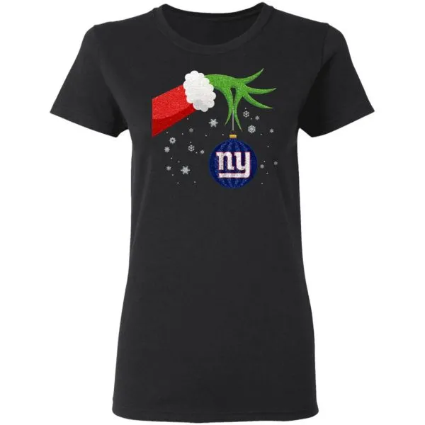 The Grinch Christmas Ornament New York Giants T-Shirt - Image 5