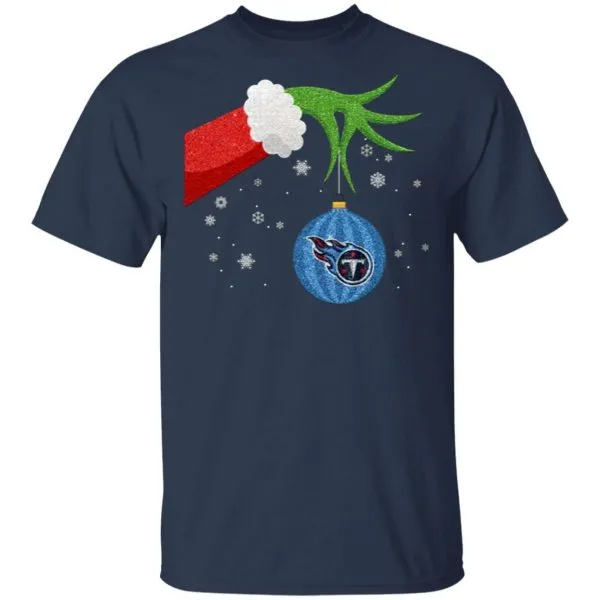 The Grinch Christmas Ornament Tennessee Titans T-Shirt - Image 4