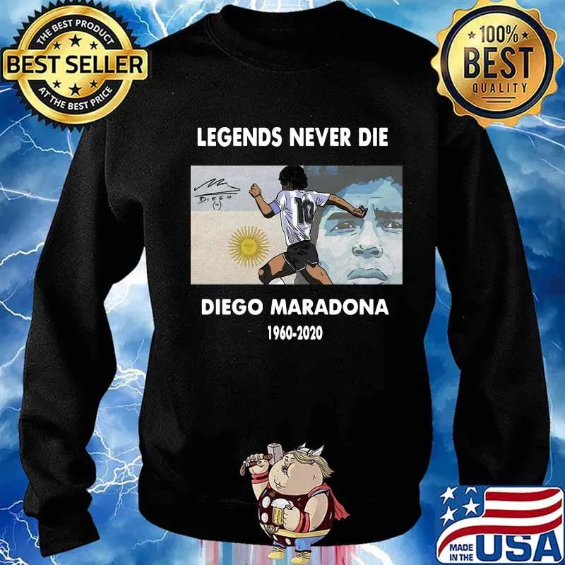 Rip Legends Never Die Diego Maradona 1960 2020 Sun Signature Shirt Sweater