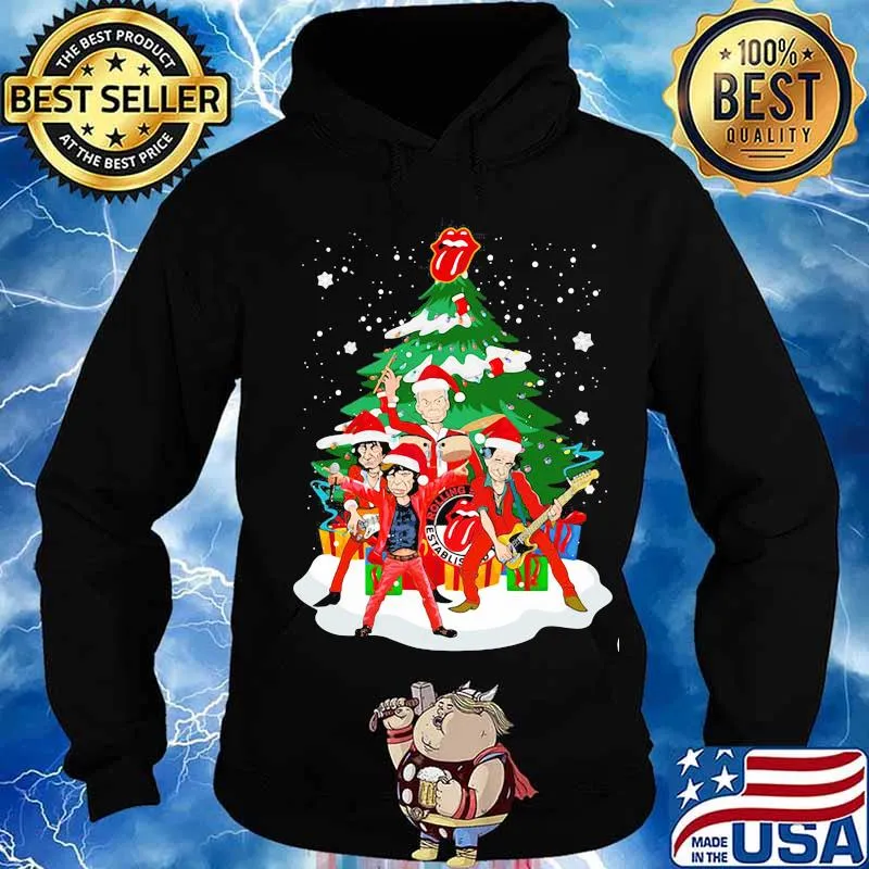 Rolling Stones Band Music Wear Pajama Santa Christmas Tree Merry Xmas Shirt Hoodie