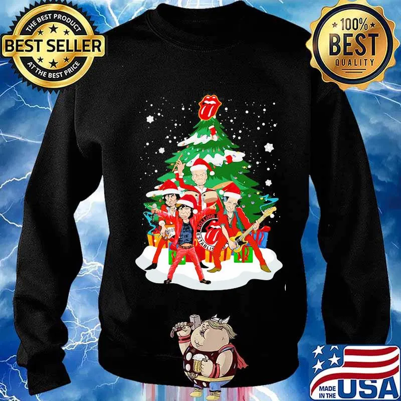 Rolling Stones Band Music Wear Pajama Santa Christmas Tree Merry Xmas Shirt Sweater