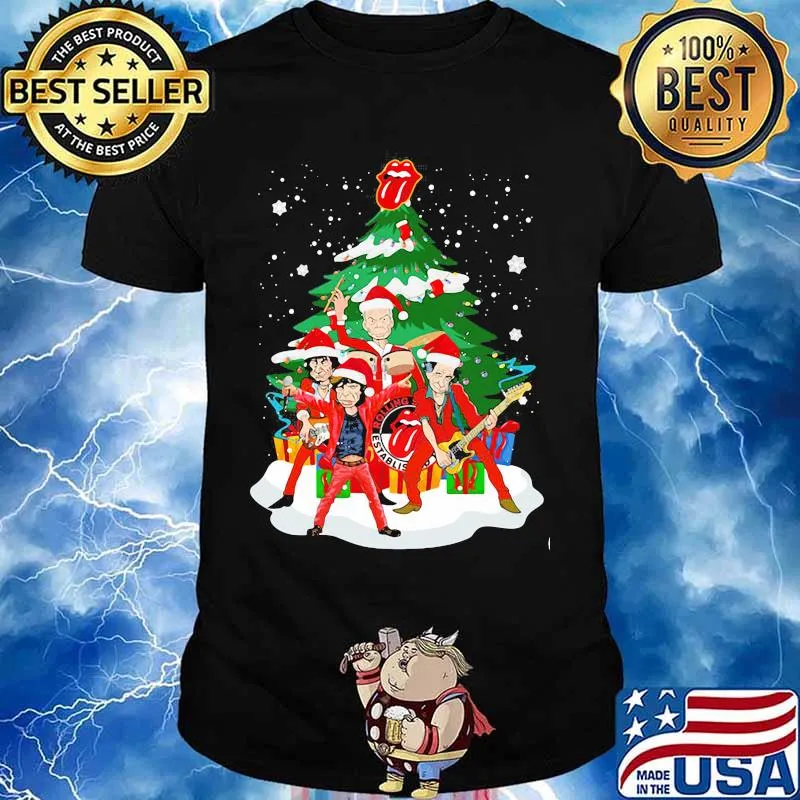 Rolling Stones Band Music Wear Pajama Santa Christmas Tree Merry Xmas Shirt