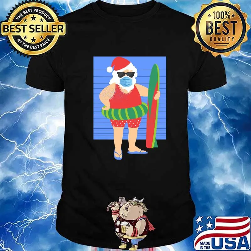 Santa Windsurfing Wearing Mask Quarantine Christmas 2020 Shirt