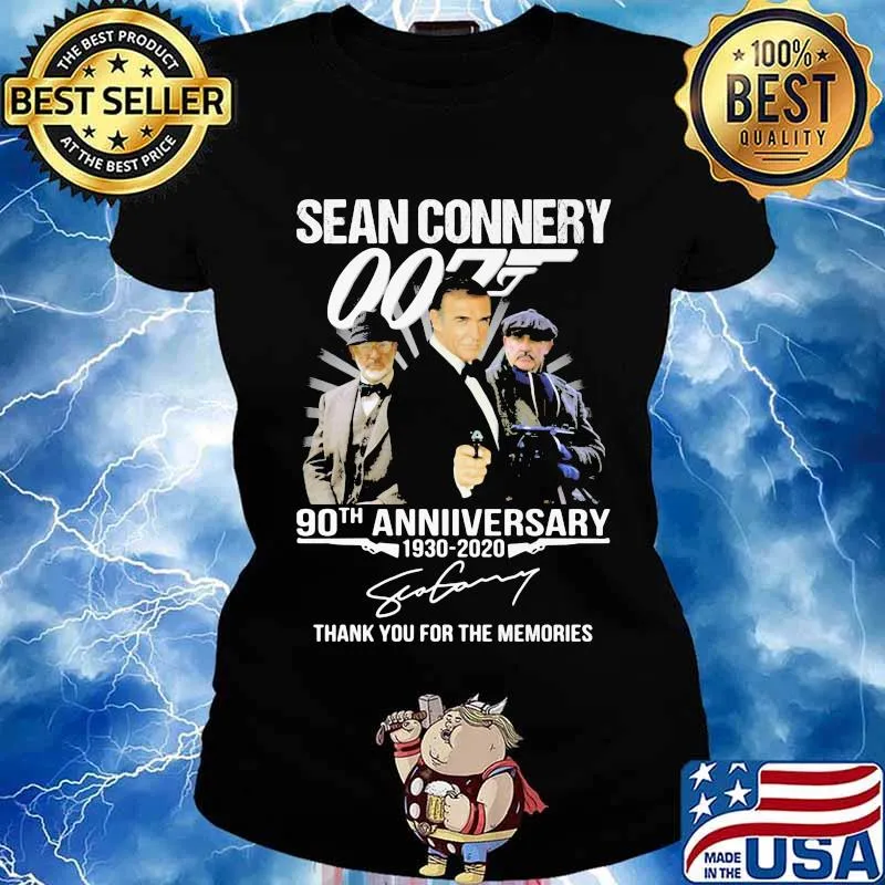 Sean connery 007 90th anniversary 1930 2020 thank you for the memories signature s Ladies tee