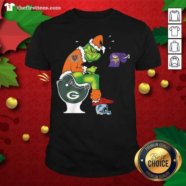 Nice The Grinch Chicago Bears Shit On Toilet Green Bay Packers Christmas Shirt